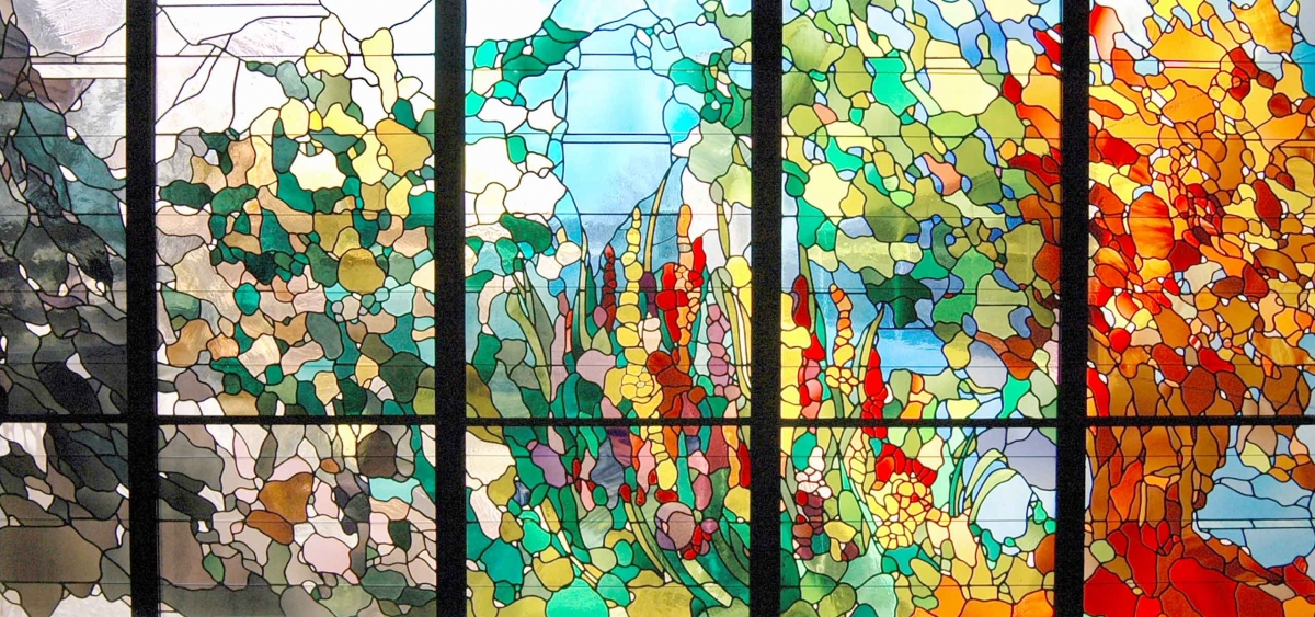 "The Seasons," the stained glass window created by Willet Studios for the Chapel at Fox Chase Cancer Center.