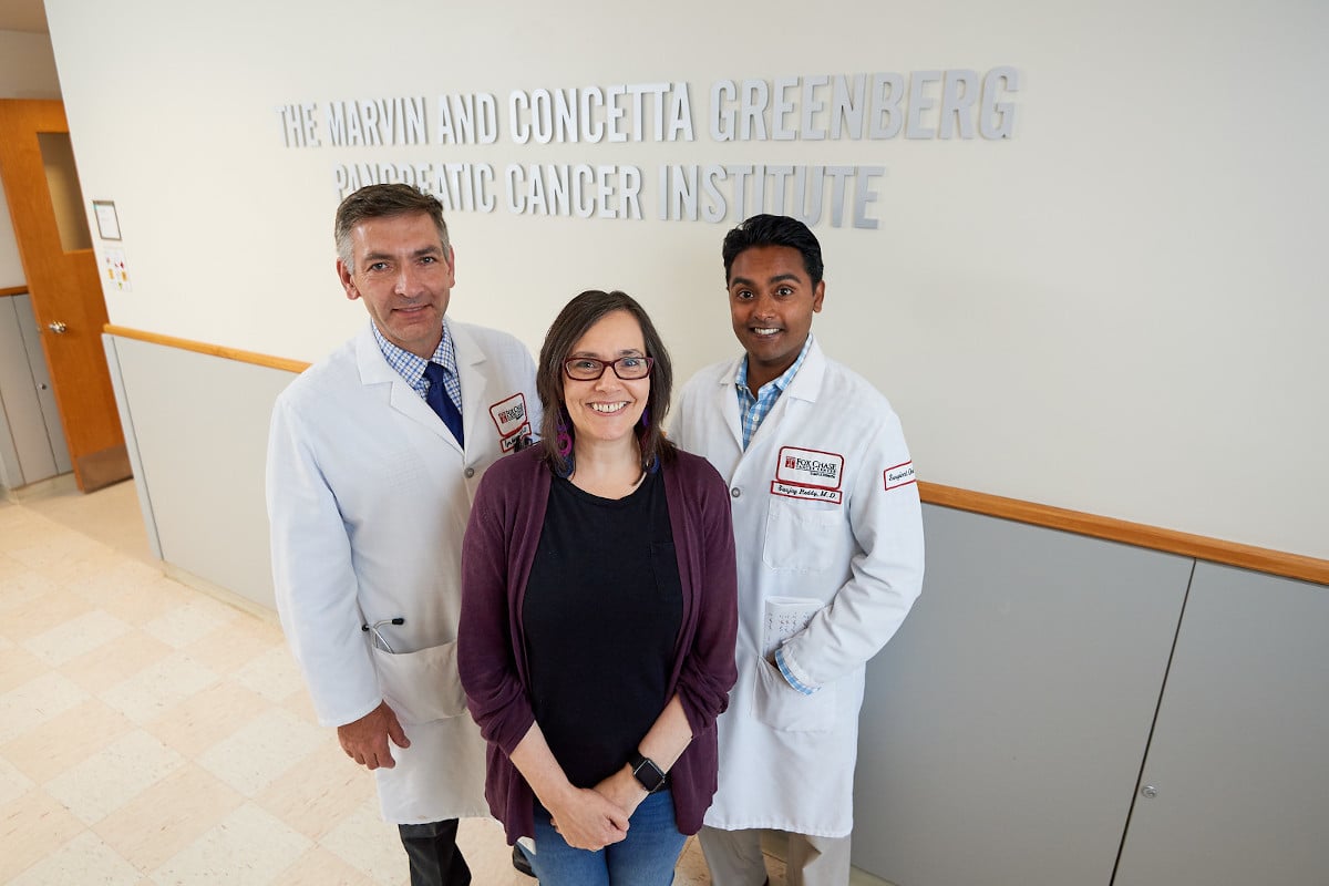 Since opening in September 2017, the Institute has been committed to pancreatic cancer breakthroughs under the direction of co-directors (pictured left to right) Igor Atsaturov, MD, PhD, Edna Cukierman, PhD, and Sanjay Reddy, MD, FACS.
